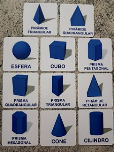 Formas planas e sólidos geométricos - flashcards e e material Montessori