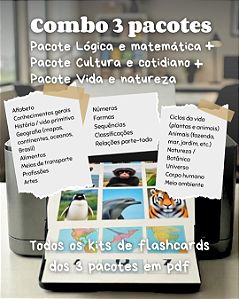 Combo 3 Pacote flashcards para baixar e imprimir - arquivos digitais pdf
