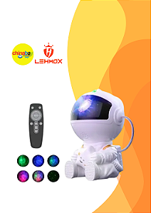 Projetor Astronauta Estrelas e Galáxia Lehmox LEY-2235 – Controle Remoto, RGB e Rotação 360°