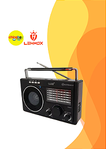 Rádio Portátil Lehmox LES-808 – Compacto, Recarregável e com Som Forte