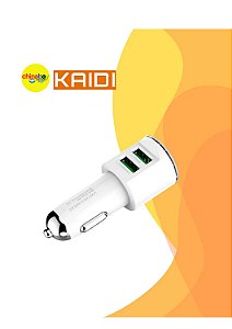 Carregador Veicular Rápido Kaidi KD-303 – Duplo USB