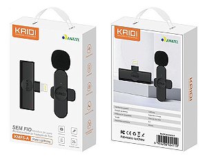 Microfone de Lapela Sem Fio Kaidi KMF5-A - Para Lightning, IOS