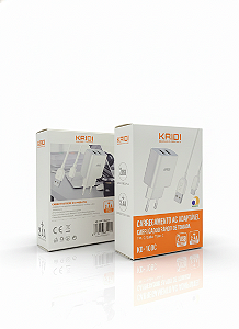 Carregador Rápido Kaidi KD-109C + Cabo Tipo-C - Saída 2 Usb 2.4A