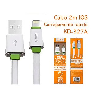 Cabo USB para Lightning Kaidi KD-327A – 2 Metros, Carregamento Rápido