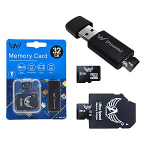 Cartão de Memória Altomex 32GB + Adaptador SD + Leitor USB
