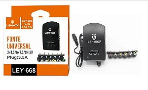 Fonte Universal Portátil Lehmox LEY-668 – 12V 3.5A, Potência e Segurança