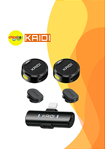 Microfone de Lapela Sem Fio Kaidi KMF4-A – Lightning + Clipe Magnético