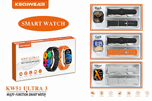 Smartwatch Dourado KW51 ULTRA 3 inteligentes 47MM/ 2 pulseiras