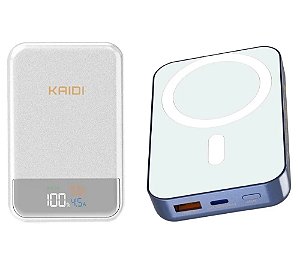 Carregador Portátil Power Bank Kaidi KD-998 10000mAh – Indução Wireless + PD – Compacto e Potente - Sortidas