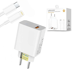 Carregador lehmox le-405 33w com Cabo de Iphone