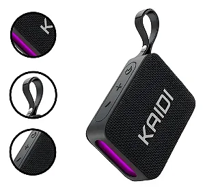 Caixa De Som Bluetooth Portátil Kaidi Knc-826 Preto Led Rgb Preto 127/220v Cor:Preto