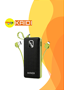 Power Bank 20000mAh Kaidi KNC8882 Carregador Portátil Rápido USB USB-C Linghtning Cor Sortiida