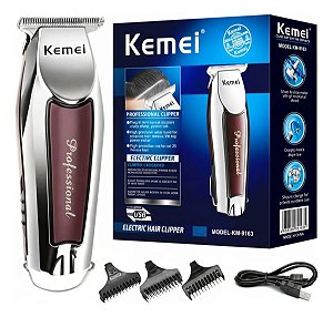 Máquina Profissional Cortar Cabelo E Barba Acabamento Sem Fio Prateado Com Marrom Bivolt 110/220