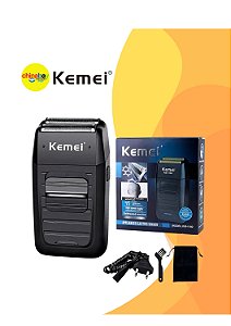 Barbeador Kemei Km-1102 Preto Máquina de Barbear Aço Inoxidável USB | Frete grátis