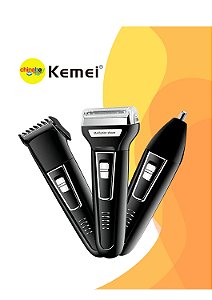 Barbeador E Cortador De Cabelo 3 Em 1 Kemei Km-6558