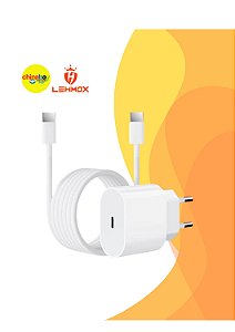 Fonte Com cabo Turbo Lehmox LE-357 Tipo-C – 25W | Carregador Rápido