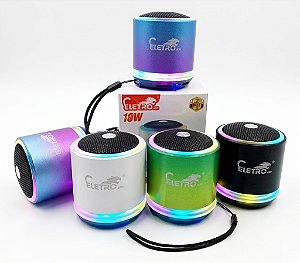 Caixa de Som Bluetooth EletroMex EL-1090 RGB 10W Mini Speaker Portátil com Luz LED