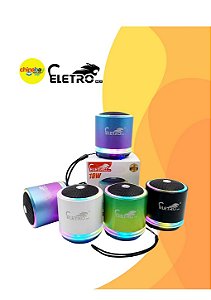 Caixa de Som Bluetooth EletroMex EL-1090 RGB 10W Mini Speaker Portátil com Luz LED