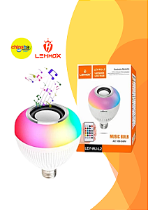 Lâmpada Caixa de Som Bluetooth com Controle Remoto Luz RGB Lehmox - LEY-WJ-L2