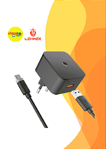 Carregador Rápido Lehmox LE-91-4 Fonte + Cabo USB Tipo-C Turbo Bivolt