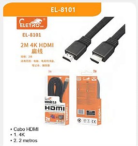 Cabo HDMI 2 Metros 4K Eletromex EL-8101