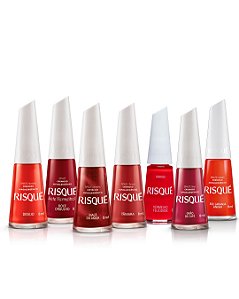 Kit Desejo Esmaltes Cremosos Vermelhos Risqué 8ml