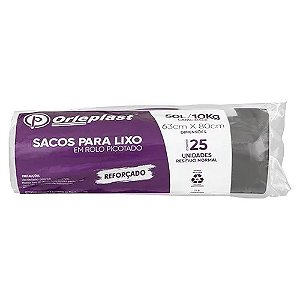 Saco para Lixo Reforçado 50 Litros Preto Rolo C/25 | Orleplast