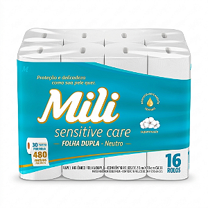 Papel Higiênico Folha Dupla Sensitive Care 30m com 16 Rolos | Mili