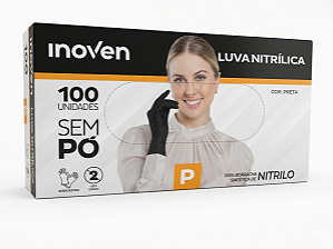 Luva Nitrílica Sem Pó Preta - C/100un | Inoven