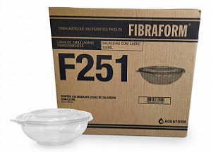 Saladeira F-251 Pote Plástico Redondo com Lacre Transparente 500ml - 100un | Fibraform