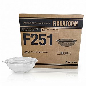 Saladeira F-251 Pote Plástico Redondo com Lacre Transparente 500ml - 100un | Fibraform
