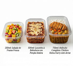 Potes Retangulares com Tampa - C/25un | Copaza