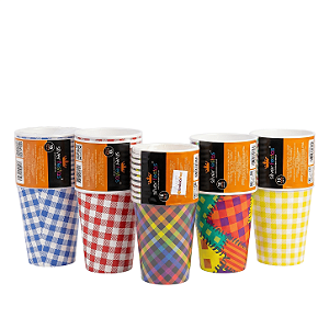 Copo Papel 270ML Xadrez - C/10un | Silver Festas