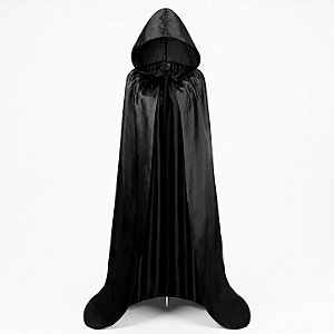 Capa Halloween Adulto com Capuz 140cm Preta | Modamix