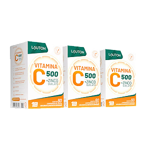 Combo 3 Vitamina C 500mg + Zinco 7mg 60 Caps Vegano Lauton Sabor Sem Sabor