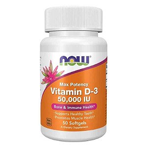 Vitamina D3 50.000 Ui Now Foods 50caps Softgels Sabor Sem sabor