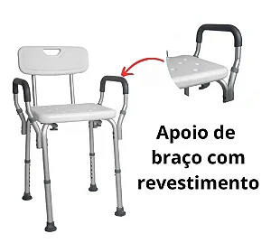 Banqueta Banho Encosto E Apoio Para O Braço 130kg Hidrolight