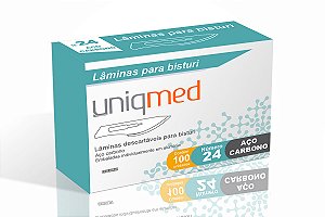 Lamina Bisturi N 21 Com 100 Un - Aço Carbono - Uniqmed