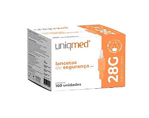 Lancetas de Segurança SKM 28G (0,36mm) x 1,5mm - Cx com 100 uni - Uniqmed