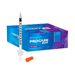Seringa para Insulina 0,5mL Agulha 8mm x 0.30mm CX com 100 uni - Procare
