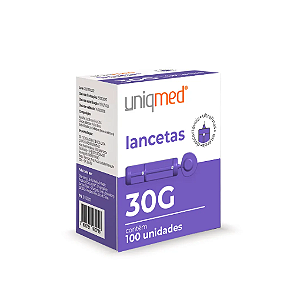 Lancetas 30G (0,30mm) - Caixa com 100 unidades - Uniqmed