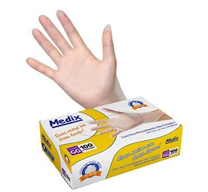 Luva Procedimento Vinil Sem Po Tam M 100Un Medix