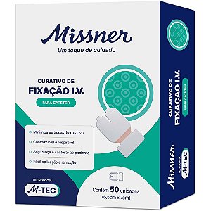 Curativo Fixador de Cateter IV M-TEC 6,5cm x 7cm com 50 Unidades – Missner