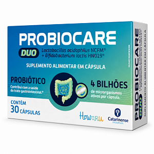 Probiotico Probiocare Duo (L. acidophilus + Bifidobacterium l.) - 30 caps - Catarinense