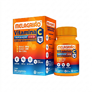 Melagrião Vitamina C 1g 1000mg C+D+Zinco Tripla Ação 30 Comprimidos