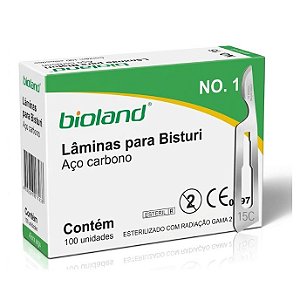 Lâmina de Bisturi Nº 15C Bioland em Aço Carbono – Caixa com 100 Unidades
