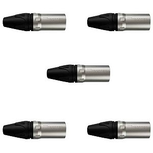 Kit de 5 Conectores Xlr Macho 3 Polos Canon Cabo Plug Wc1013
