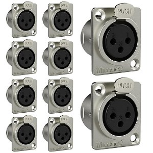 Kit Conectores Xlr Fêmea Para Painel Medusa Wireconex 10und