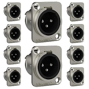 Kit com 10 Conectores Xlr Macho de Painel Medusa Wireconex