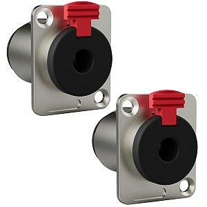 Kit 2 Conectores P10 Trs Fêmea Painel Jack Trava Wireconex